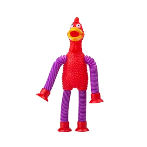 AOYEAH Gummi Hühner Spielzeug, Quietschende Hühner, Vielfalt Stretch Tubes, Unfug Dekompression Spielzeug, Neuheit Spielzeug, Noisemakers und Gummi Huhn (Rot Violett) von AOYEAH