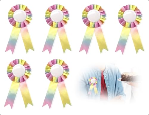 AOYEGIC 6 Stück Hobby Horse Rosettes für Gewinner,Accessories für Fun Steckenpferd,Pferdezubehör,Schleifchen für Sports Events Talent Shows DIY Party Supplies(Regenbogenfarben) von AOYEGIC