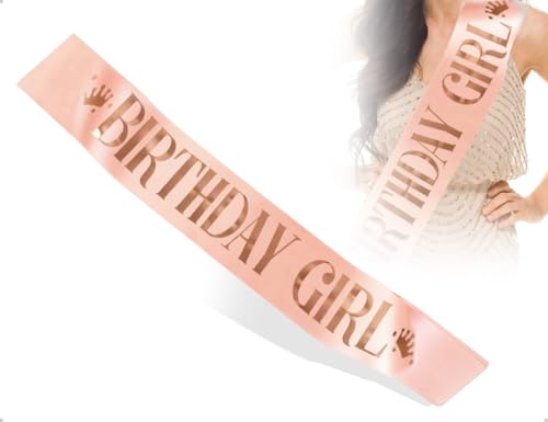 AOYEGIC Geburtstag Schärpe,Birthday Girl Schärpe,verwendet für Frau Mädchen Dekorationen,Zuhause,Fotorequisiten, Souvenirs,Party,Bühnenauftritt(Rose Gold) von AOYEGIC
