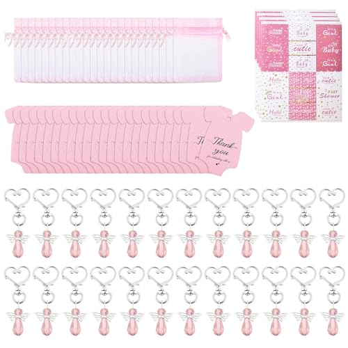 24 x Engelskristall-Schlüsselanhänger mit Organzas-Taschen-Etiketten für Taufen und Babypartys, Partys, Gastgeschenk 24 x Engelskristall-Schlüsselanhänger mit Organzas-Taschen-Etiketten für Taufen und Babypartys, Partys, Gastgeschenk von AOYUDJ
