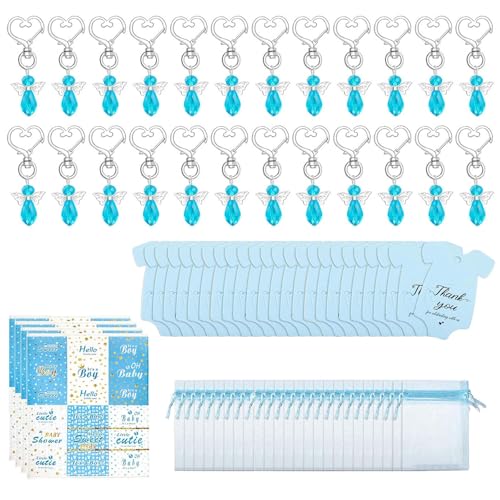 24 x Engelskristall-Schlüsselanhänger mit Organzas-Taschen-Etiketten für Taufen und Babypartys, Partys, Gastgeschenk 24 x Engelskristall-Schlüsselanhänger mit Organzas-Taschen-Etiketten für Taufen und Babypartys, Partys, Gastgeschenk von AOYUDJ