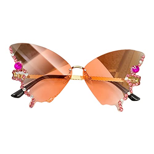 Butterfly Damen randlose kleine Gesichtsbrille Katzenaugen-Schmetterling von AOYUDJ