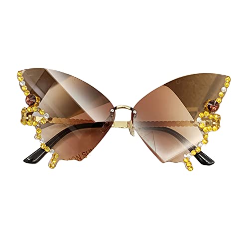 Butterfly Damen randlose kleine Gesichtsbrille Katzenaugen-Schmetterling von AOYUDJ