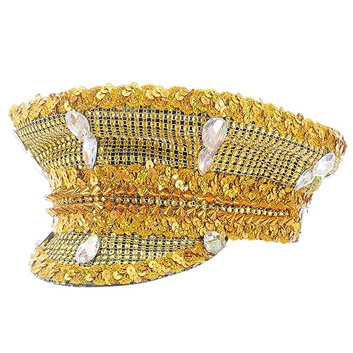 Eleganter Kapitän Hut für Braut Schimmernder Kapitän Hut Matrosenhut für Musikfestivals Glitzernde Kristalle Kapitän Hut Eleganter Kapitän Hut für Braut Schimmernder Kapitän Hut Matrosenhut für Musikfestivals Glitzernde Kristalle Kapitän Hut von AOYUDJ