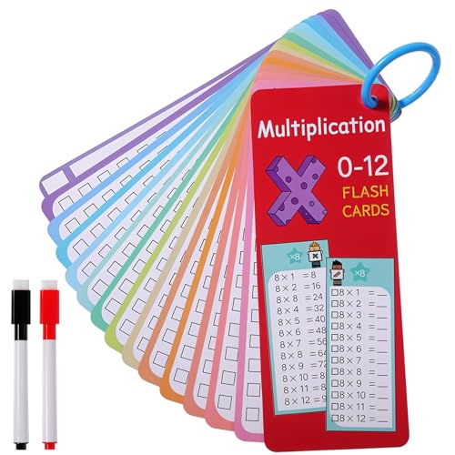 AOZUO 15 Stück 1 Mal 1 Lernen Einmaleins Mit 2 Trocken Abwischbaren Markern, Lernkarten Kinder 1x1 Lernen Spiel Einmaleins 1x1 Spiel Rechnen Lernen Sie Multiplikation Einmaleinstabelle Zu Hause von AOZUO