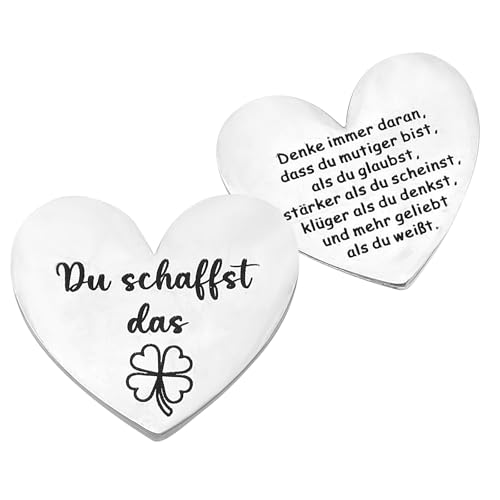 AOZUO Herzform Motivierend Tasche Umarmung Glücksbringer, Du Schaffst Das Glücksbringer, Vierblättriges Kleeblatt, Glücksmünze Umarmungsmünzen Glücksbringer Prüfung Geschenk für Familie Freund(Silber) AOZUO Herzform Motivierend Tasche Umarmung Glücksbringer, Du Schaffst Das Glücksbringer, Vierblättriges Kleeblatt, Glücksmünze Umarmungsmünzen Glücksbringer Prüfung Geschenk für Familie Freund(Silber) von AOZUO