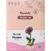 FiguredArt AL104 - Pfingstrose, 3D Puzzle, Holz, 83 Teile, Höhe: 18,9 cm von AP COMMERCE