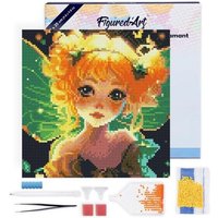 FiguredArt DP-SFA167-Y - Mini Diamond Painting, Hübsche Kleine Fee, Leinwand-Keilrahmen (25x25cm), DIY Bastelset von AP COMMERCE