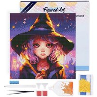 FiguredArt DP-SFA168-Y - Mini Diamond Painting, Bezaubernde Kleine Hexe, Leinwand-Keilrahmen (25x25cm), DIY Bastelset von AP COMMERCE