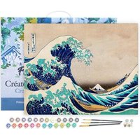 FiguredArt FA10121-Y - Malen nach Zahlen, Die große Welle von Kanagawa, Hokusai, Leinen-Keilrahmen (40x50cm), Malset, Paint by Numbers von AP COMMERCE