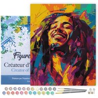 FiguredArt FA10272-Y - Malen nach Zahlen, Street Art Reggae, Leinen-Keilrahmen (40x50cm), Malset, Paint by Numbers von AP COMMERCE