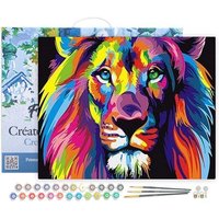 FiguredArt PN025-Y - Malen nach Zahlen, Pop Art Löwe, Leinen-Keilrahmen (40x50cm), Malset, Paint by Numbers von AP COMMERCE