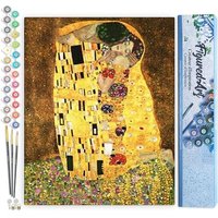 FiguredArt PN1023 - Malen nach Zahlen, Der Kuss Klimt, Leinwand 40x50cm ohne Rahmen, Malset, Paint by Numbers von AP COMMERCE
