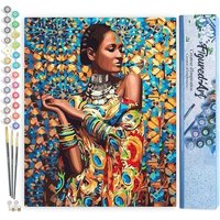 FiguredArt PN1318 - Malen nach Zahlen, Frau in traditioneller Kleidung, Leinwand 40x50cm ohne Rahmen, Malset, Paint by Numbers von AP COMMERCE