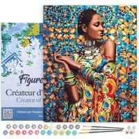 FiguredArt PN1318-Y - Malen nach Zahlen, Frau in traditioneller Kleidung, Leinen-Keilrahmen (40x50cm), Malset, Paint by Numbers von AP COMMERCE