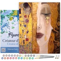 FiguredArt PN2088-Y - Malen nach Zahlen, Gustav Klimt, Leinen-Keilrahmen (40x50cm), Malset, Paint by Numbers von AP COMMERCE