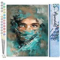 FiguredArt PN5816 - Malen nach Zahlen, Fesselnder Blick, Leinwand 40x50cm ohne Rahmen, Malset, Paint by Numbers von AP COMMERCE
