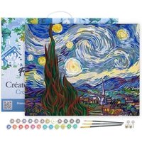 FiguredArt PN590-Y - Malen nach Zahlen, Sternennacht Van Gogh, Leinen-Keilrahmen (40x50cm), Malset, Paint by Numbers von AP COMMERCE