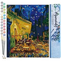 FiguredArt PN928 - Malen nach Zahlen, Café Van Gogh, Leinwand 40x50cm ohne Rahmen, Malset, Paint by Numbers von AP COMMERCE
