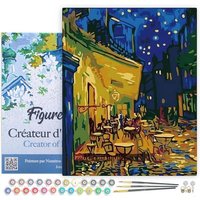 FiguredArt PN928-Y - Malen nach Zahlen, Café Van Gogh, Leinen-Keilrahmen (40x50cm), Malset, Paint by Numbers von AP COMMERCE