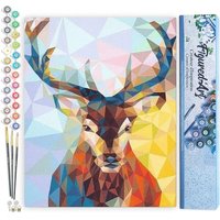 FiguredArt PN947 - Malen nach Zahlen, Modernes Rentier, Leinwand 40x50cm ohne Rahmen, Malset, Paint by Numbers von AP COMMERCE