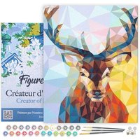FiguredArt PN947-Y - Malen nach Zahlen, Modernes Rentier, Leinen-Keilrahmen (40x50cm), Malset, Paint by Numbers von AP COMMERCE