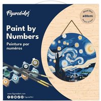 FiguredArt RFA001 - Malen nach Zahlen, Sternennacht, Holzscheibe (30cm), Malset, Paint by Numbers von AP COMMERCE