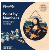FiguredArt RFA003 - Malen nach Zahlen, Mona Lisa, Holzscheibe (30cm), Malset, Paint by Numbers von AP COMMERCE