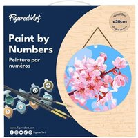 FiguredArt RFA012 - Malen nach Zahlen, Kirschblüte, Holzscheibe (30cm), Malset, Paint by Numbers von AP COMMERCE