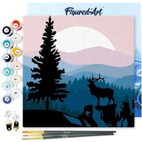 FiguredArt SFA009-Y - Mini Malen nach Zahlen, Majestätischer Hirsch und Landschaft, Leinwand-Keilrahmen 20x20cm, DIY Bastelset, Paint by Numbers FiguredArt SFA009-Y - Mini Malen nach Zahlen, Majestätischer Hirsch und Landschaft, Leinwand-Keilrahmen 20x20cm, DIY Bastelset, Paint by Numbers von AP COMMERCE