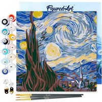 FiguredArt SFA089-Y - Mini Malen nach Zahlen, Van Gogh - Sternennacht, Leinwand-Keilrahmen 20x20cm, DIY Bastelset, Paint by Numbers FiguredArt SFA089-Y - Mini Malen nach Zahlen, Van Gogh - Sternennacht, Leinwand-Keilrahmen 20x20cm, DIY Bastelset, Paint by Numbers von AP COMMERCE