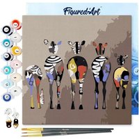 FiguredArt SFA090-Y - Mini Malen nach Zahlen, Zebras von Hinten, Leinwand-Keilrahmen 20x20cm, DIY Bastelset, Paint by Numbers von AP COMMERCE