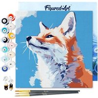 FiguredArt SFA230-Y - Mini Malen nach Zahlen, Fuchs mit blauem Himmel, Leinwand-Keilrahmen 20x20cm, DIY Bastelset, Paint by Numbers von AP COMMERCE