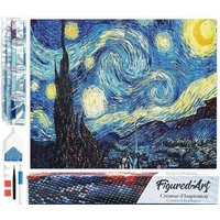 FiguredArt DP-001 - Diamond Painting, Van GoghSternennacht, 5D Bild (40x50cm) mit eckigen Steinen, DIY Bastelset von AP Commerce