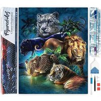 FiguredArt DP-006 - Diamond Painting, Dschungeltiere, 5D Bild (40x50cm) mit eckigen Steinen, DIY Bastelset von AP Commerce