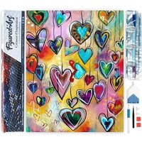 FiguredArt DP-052 - Diamond Painting, Herzen, 5D Bild (40x50cm) mit eckigen Steinen, DIY Bastelset von AP Commerce