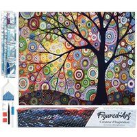 FiguredArt DP-091 - Diamond Painting, Baum des Lebens, 5D Bild (40x50cm) mit eckigen Steinen, DIY Bastelset von AP Commerce