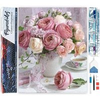 FiguredArt DP-252 - Diamond Painting, Rosenstrauß, 5D Bild (40x50cm) mit eckigen Steinen, DIY Bastelset von AP Commerce