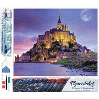 FiguredArt DP-597 - Diamond Painting, Mont-Saint-Michel, 5D Bild (40x50cm) mit eckigen Steinen, DIY Bastelset von AP Commerce