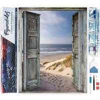 FiguredArt DP-768 - Diamond Painting, Tor zum Strand, 5D Bild (40x50cm) mit eckigen Steinen, DIY Bastelset von AP Commerce