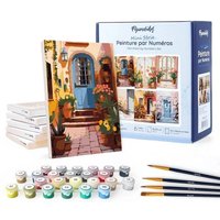 Mini Serie Malen nach Zahlen 15x20 cm (6 Stück) mit Rahmen - Europäische Architektur und Blumen von AP Commerce
