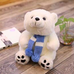APANSHJY 15-36cm Familie Eisbär Plüsch Spielzeug Sitzen Streifen Schal Weiß Baby Eisbären Kuscheltiere Plushie Kinder Geburtstag Geschenk(Color:Bluescarf,Size:36cm) von APANSHJY