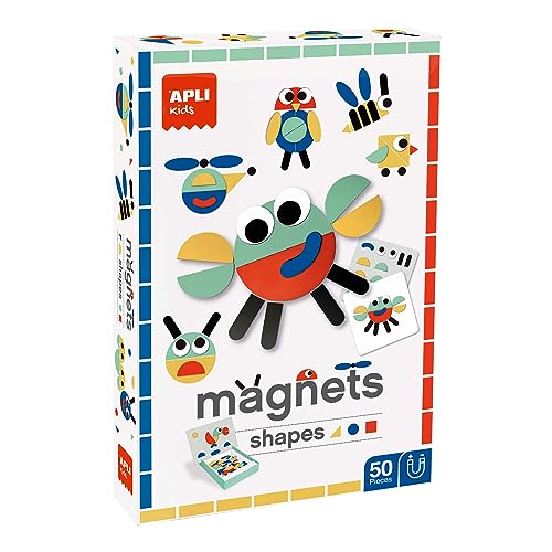APLI Kids 19441 Magnetspiel mit geometrischen Formen-Tafel mit 50 magnetischen Teilen-empfohlenes Lernspiel für Kinder ab 3 Jahren, Mehrfarbig von APLI Kids