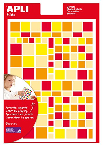 APLI KIDS 13526 – Quadratische Aufkleber, abnehmbar, geometrische Aufkleber, Farbe: Camaieu rot/orange von APLI Kids
