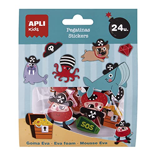 APLI Kids 18877-Sticker 18877-Stickers Piraten-Aufkleber EVA, 24 u. (18877), Blau von APLI Kids