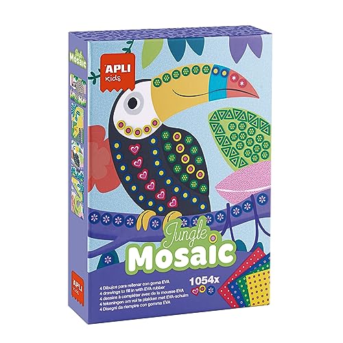 APLI Kids 19446 - DIY Bastelset - Mosaik zum Thema Dschungel - Illustrierte Karteikarten zum Vervollständigen mit vorgeschnittenem EVA-Schaum von APLI Kids