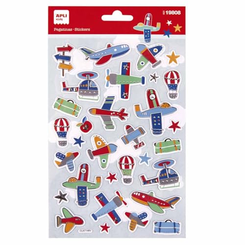 APLI Kids 19808 Maxi-Sticker, Luftfahrzeuge, 1 Bogen mit 31 Aufklebern, geprägtes Silber, permanent klebend, ideal für Scrapbooking, Dekoration, DIY APLI Kids 19808 Maxi-Sticker, Luftfahrzeuge, 1 Bogen mit 31 Aufklebern, geprägtes Silber, permanent klebend, ideal für Scrapbooking, Dekoration, DIY von APLI Kids