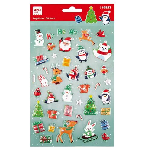 APLI Kids 19823 - Weihnachtsaufkleber zum Thema Weihnachtsmann Advent, 40 Sticker, permanent klebend, mit Puffy-Effekt und Relief, ideal für Scrapbooking, Basteln oder Dekorieren von Geschenken APLI Kids 19823 - Weihnachtsaufkleber zum Thema Weihnachtsmann Advent, 40 Sticker, permanent klebend, mit Puffy-Effekt und Relief, ideal für Scrapbooking, Basteln oder Dekorieren von Geschenken von APLI Kids