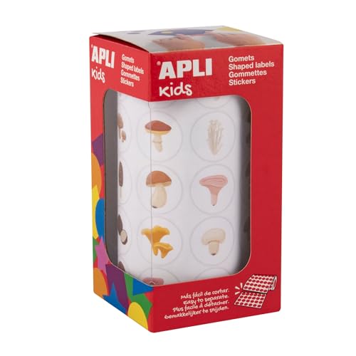 APLI Kids 20053 - Pilze Aufkleber Rolle - Pilze - Runde Aufkleber - Bildung Sticker von APLI Kids