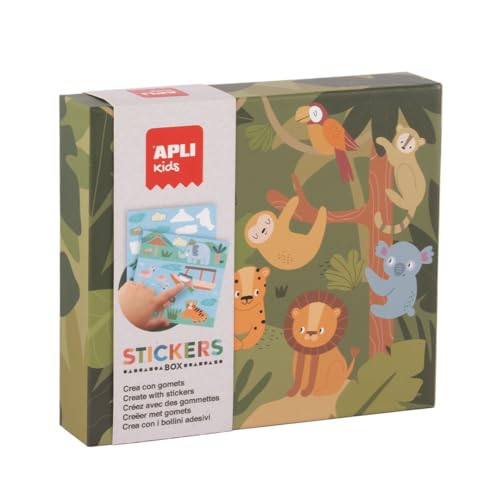 APLI Kids 20076 - Gummi-Set zur Vervollständigung der Illustrationen, mehrfarbige geometrische Aufkleber mit Chips in Karton, Modell Safari von APLI Kids